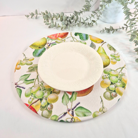 Individual circular para base de madera frutal verde